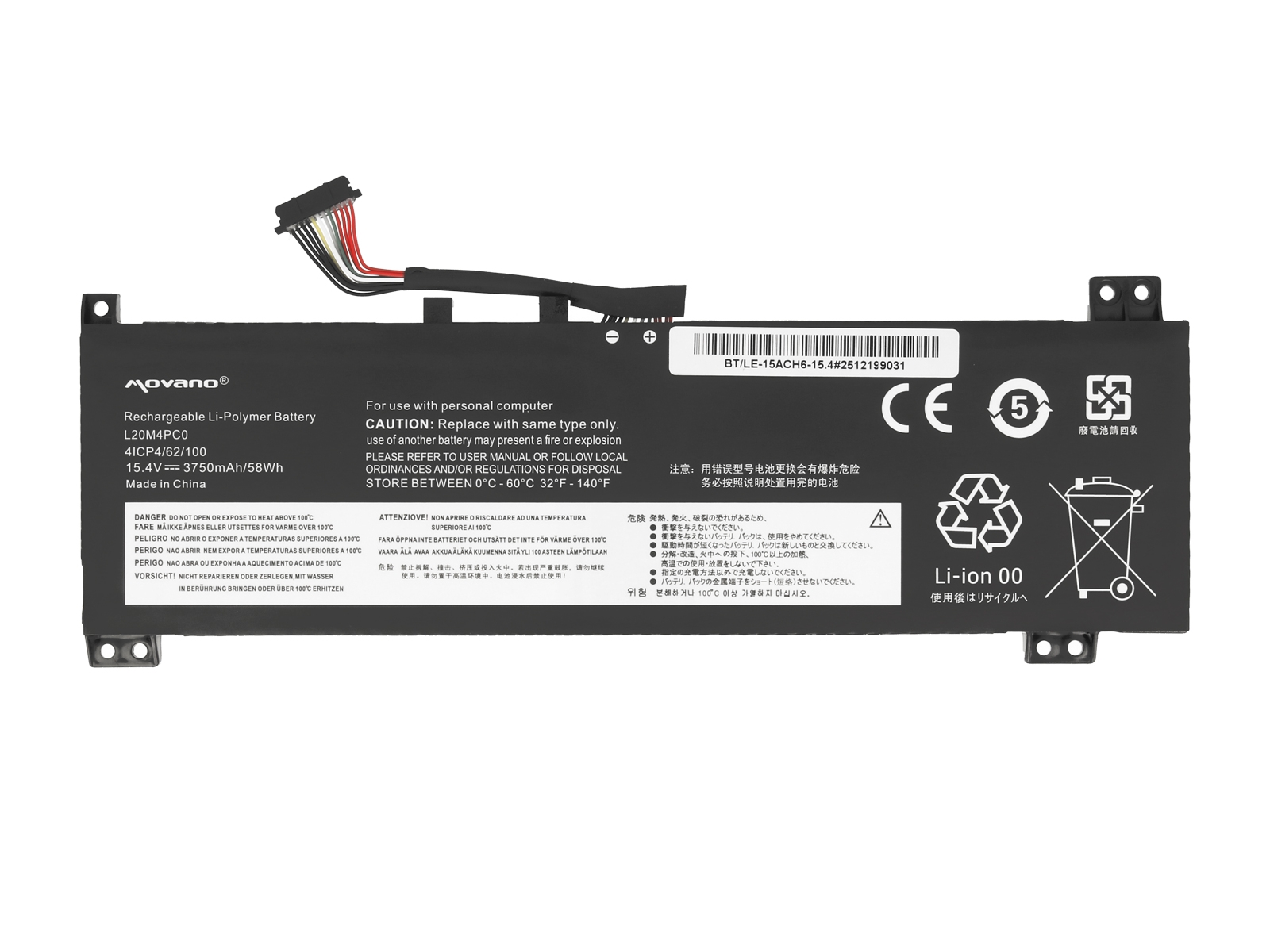 Baterija za Lenovo IdeaPad Gaming 3-15ACH6 / Legion 5-15ITH6, L20M4PC0, 15.4 V, 3750 mAh - slika 5