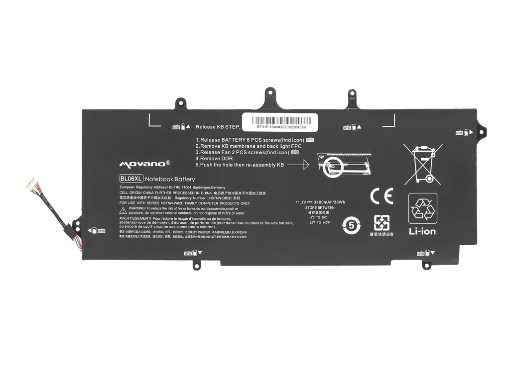 Baterija za HP Elitebook Folio 1040 G1 / G2, BL06XL, 3400 mAh - slika 5