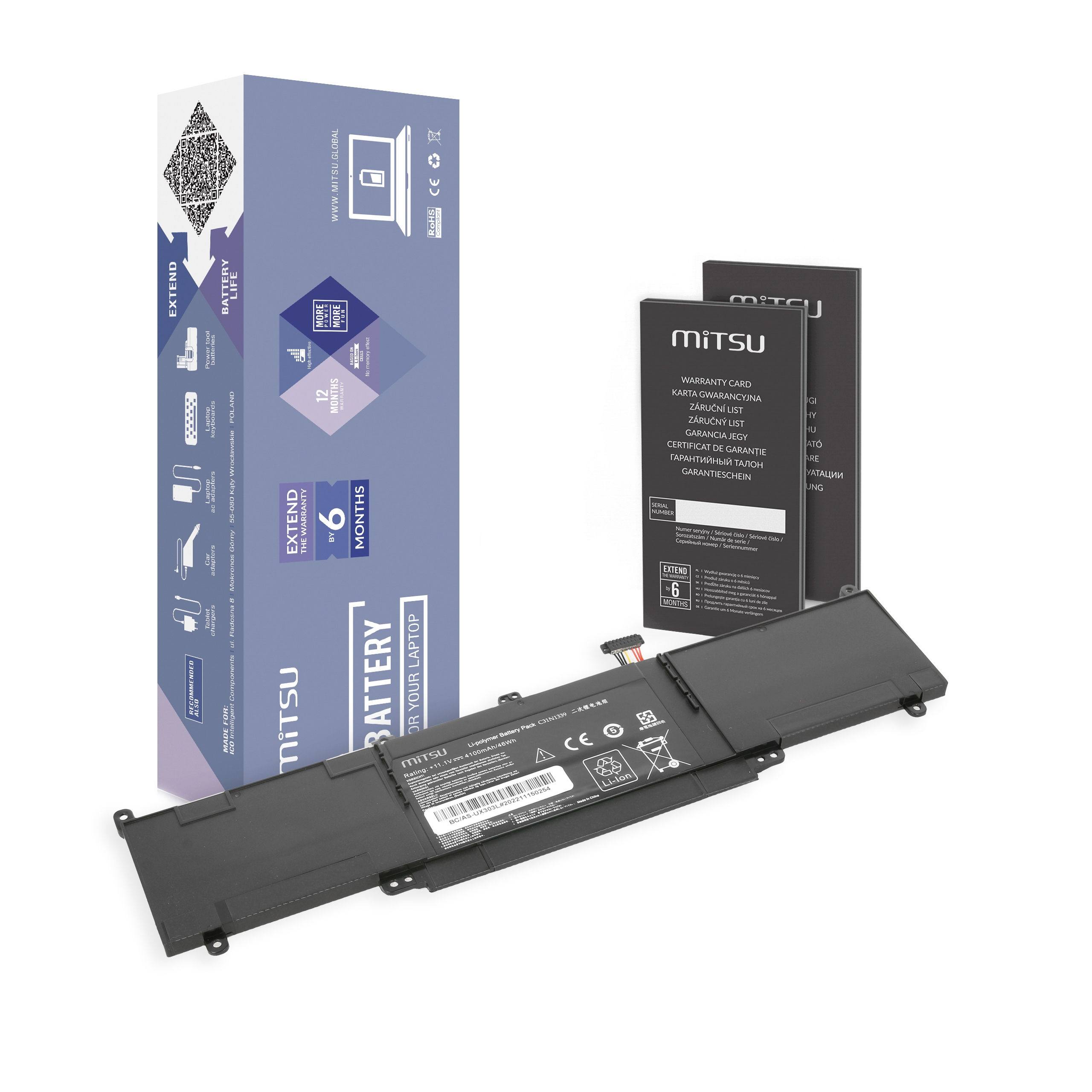 Baterija za Asus ZenBook Q302 / UX303, C31N1339, 4100 mAh - slika 6