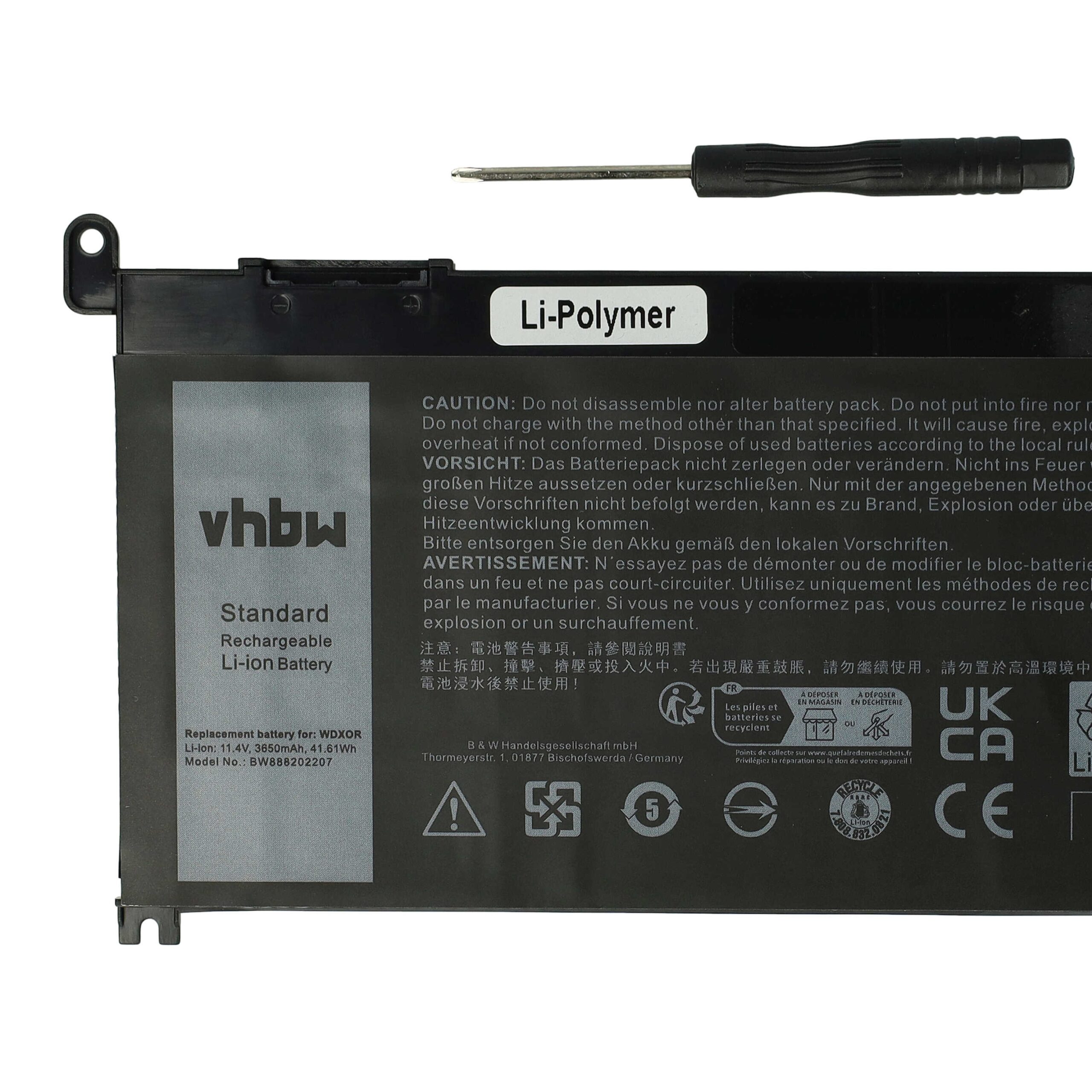 Baterija za Dell Inspiron 5378 / Latitude 3490, WDX0R, 3650 mAh - slika 6