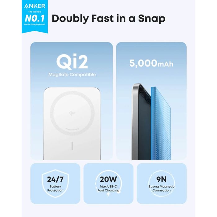 Anker Nano Powerbank Slim 5000 mAh, bel - slika 3