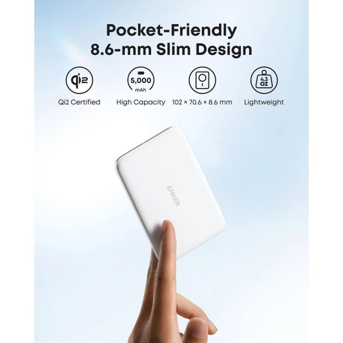 Anker Nano Powerbank Slim 5000 mAh, bel - slika 4