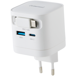Intenso 65W GaN napajalnik z vgrajenim kablom USB-C