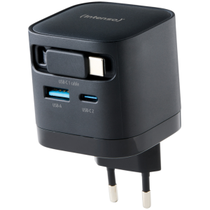 Intenso 65W GaN napajalnik z vgrajenim kablom USB-C