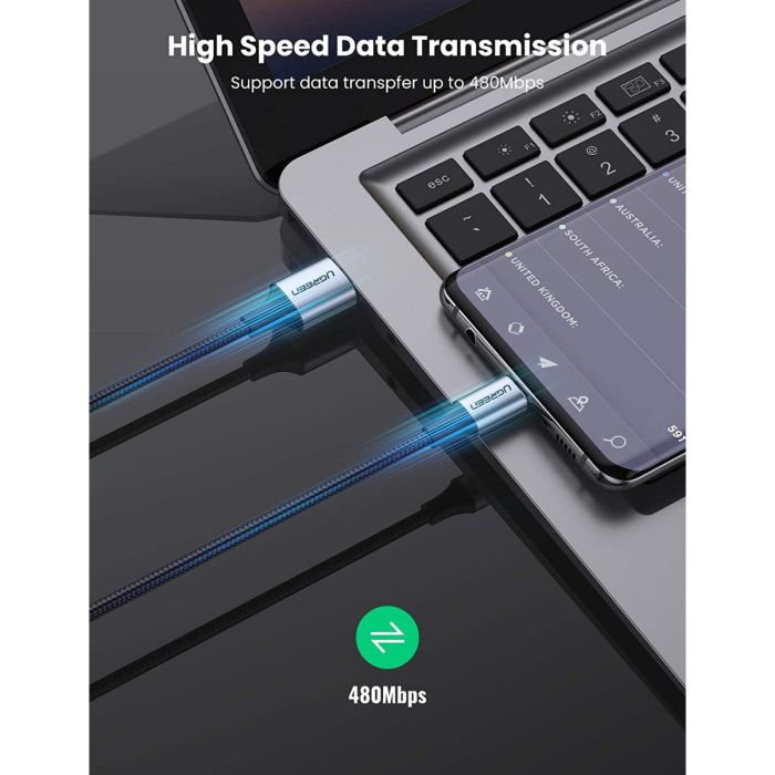UGREEN USB A 2.0 na USB 3.0 tip C kabel 3m (črn) - slika 2