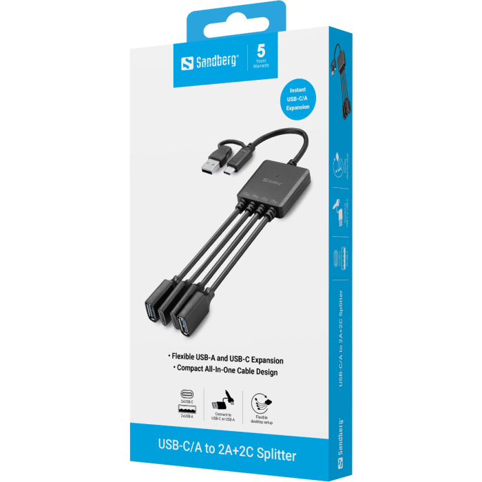 Sandberg USB-C/A na 2A+2C Splitter - slika 3