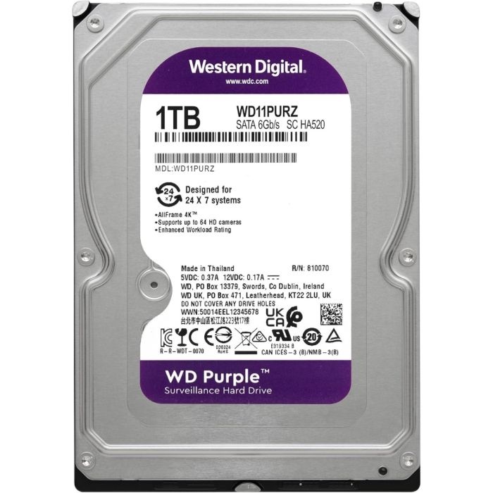 WD 1TB Purple 3,5" SATA 6Gb/s 5400rpm 64MB HDD disk - slika 3