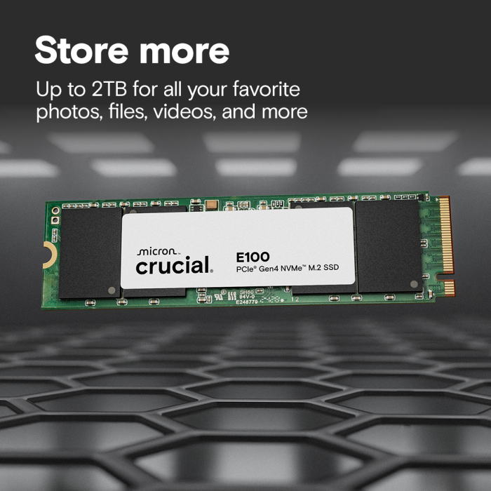 Crucial E100 2TB PCIe Gen4 NVMe 2280 M.2 SSD - slika 4