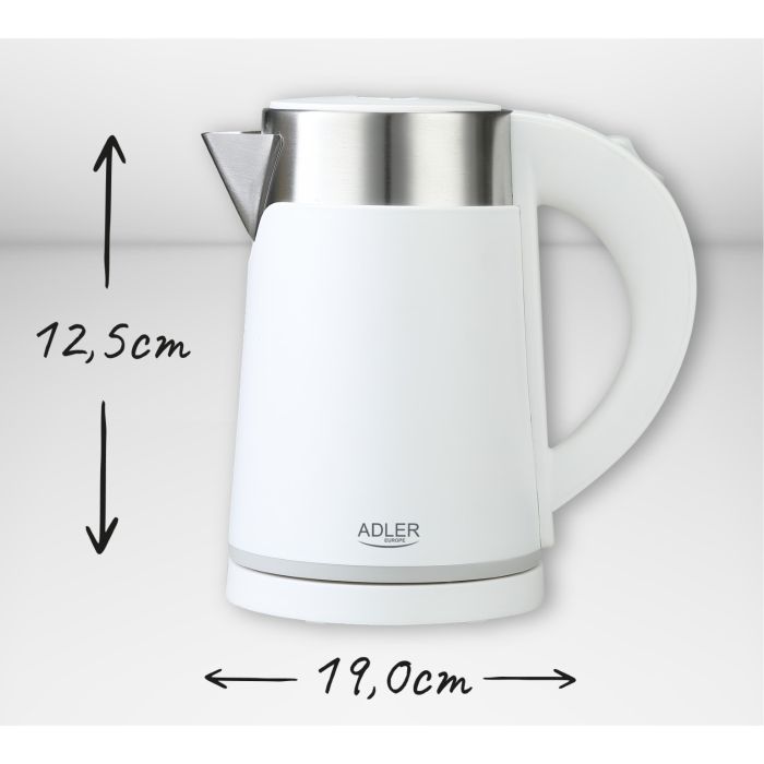 Adler Električni grelnik vode 0,6 L bela barva AD1372W - slika 2