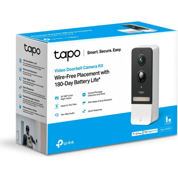 TP-LINK Tapo D230S1 2K 5MP pametni baterijski video domofon s hubom - slika 3