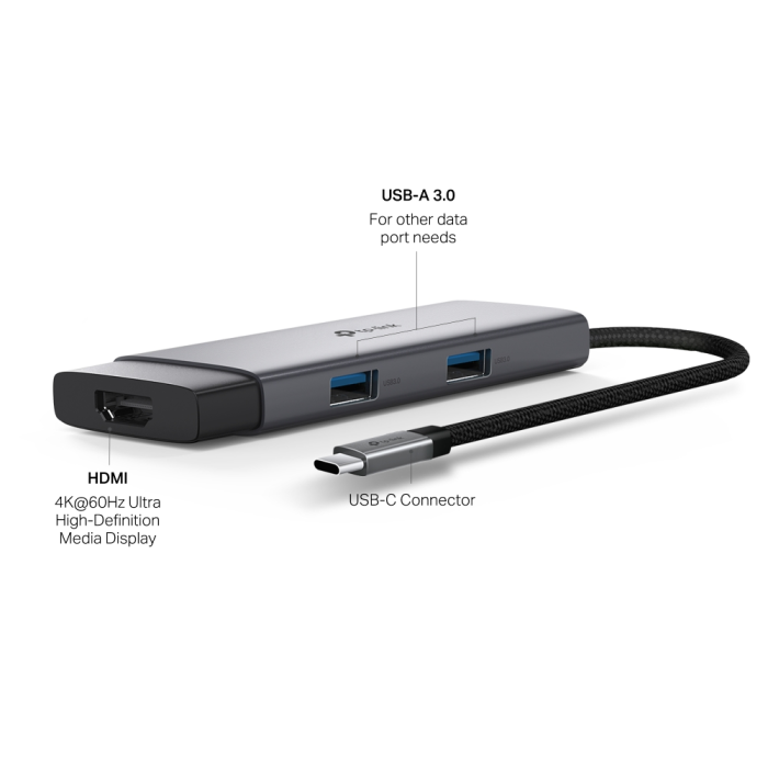 TP-LINK UH5020C 5-v-1 USB-C HUB priklopna postaja z 4K HDMI in 100 W Power Delivery - slika 2