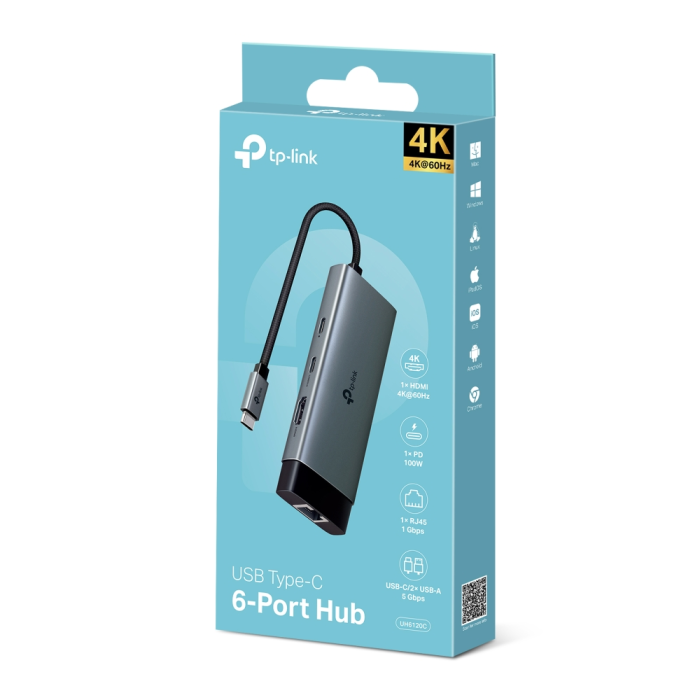 TP-LINK UH6120C 6-v-1 USB-C HUB priklopna postaja z 4K HDMI