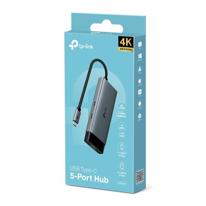 TP-LINK UH5020C 5-v-1 USB-C HUB priklopna postaja z 4K HDMI in 100 W Power Delivery