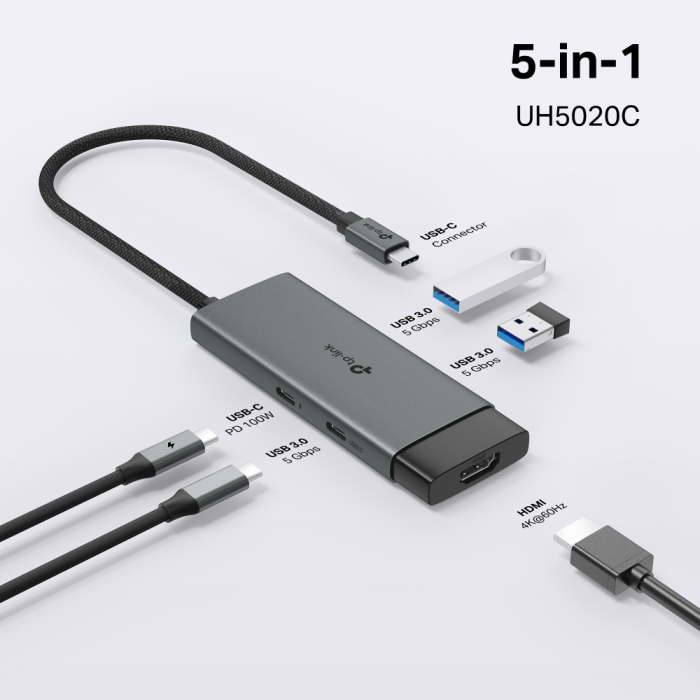 TP-LINK UH5020C 5-v-1 USB-C HUB priklopna postaja z 4K HDMI in 100 W Power Delivery - slika 4
