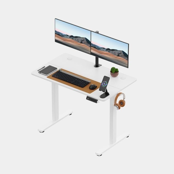 VonHaus Bela električno nastavljiva dvižna pisalna miza 100 × 60 cm z USB-C polnilnim priključkom - slika 2
