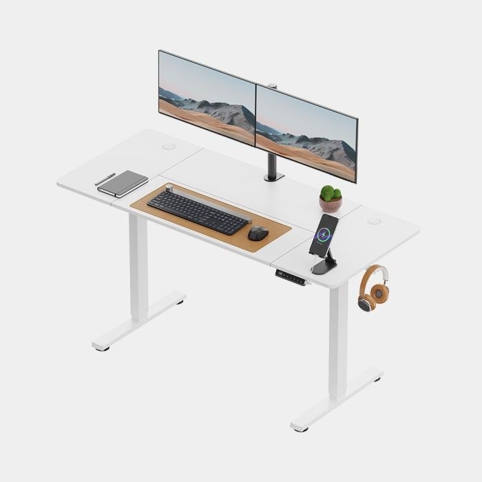 VonHaus Bela električno nastavljiva dvižna pisalna miza 140 × 60 cm z USB-C polnilnim priključkom - slika 2