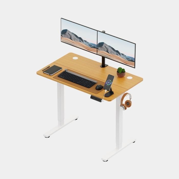 VonHaus barva svetel les električno nastavljiva dvižna pisalna miza 100 × 60 cm z USB-C polnilnim priključkom - slika 2