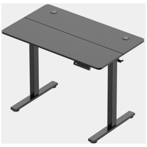 VonHaus Črna električno nastavljiva dvižna pisalna miza 100 × 60 cm z USB-C polnilnim priključkom