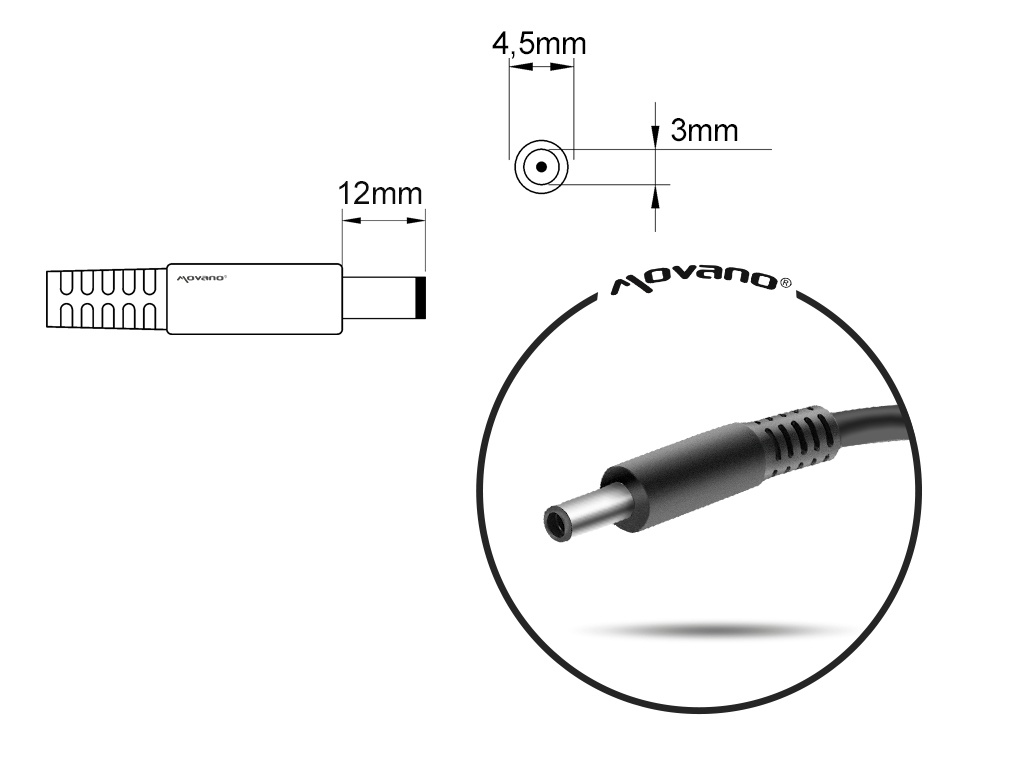 Polnilec za prenosnike Dell, 90W / 19,5V / 4,62A / 4,5mm x 3,0mm - slika 6