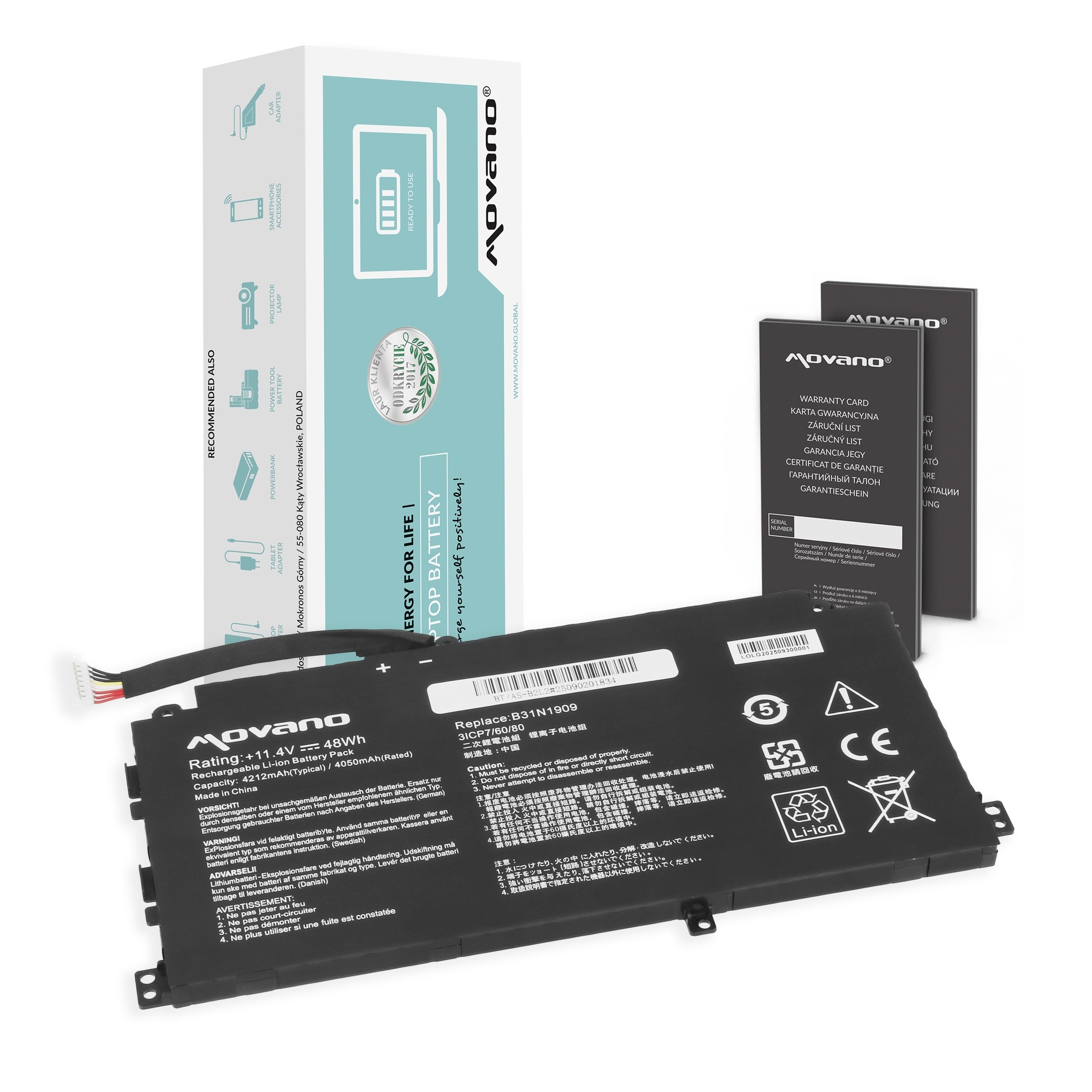 Baterija za Asus ExpertBook P2 P2451, B31N1909, 4212 mAh - slika 2