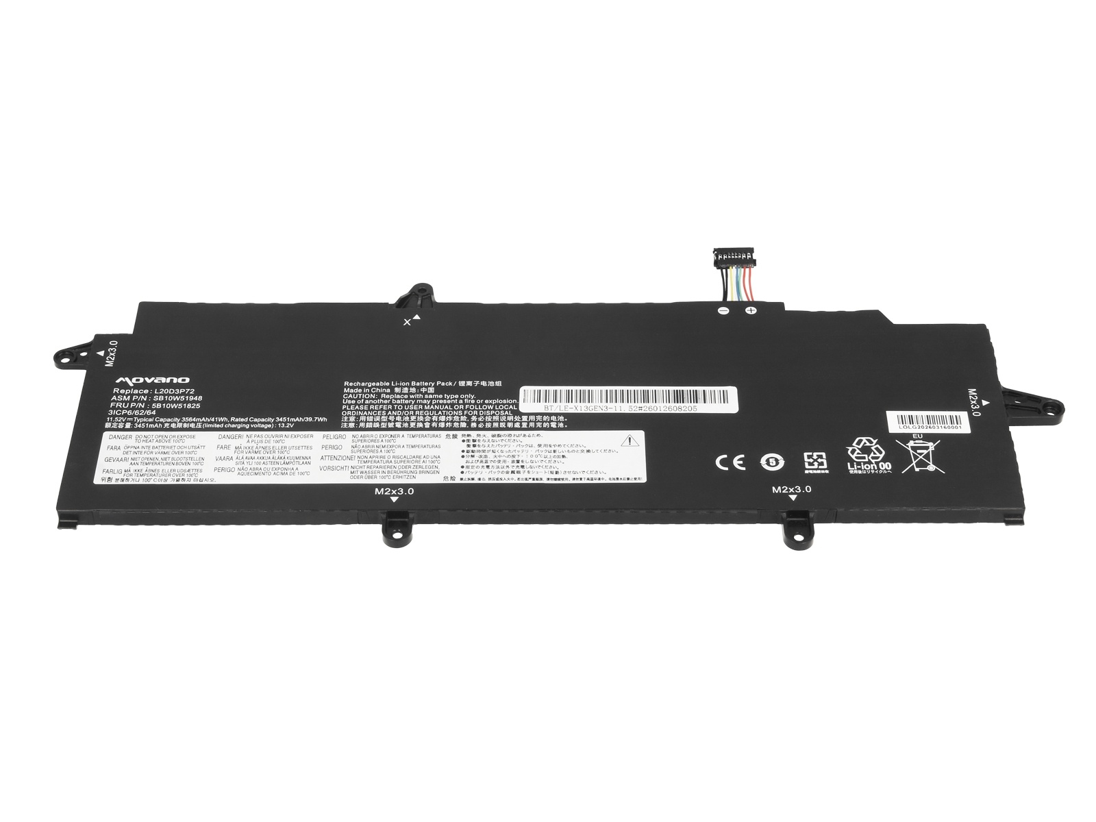 Baterija za Lenovo Thinkpad X13 Gen 3, 11.52 V, 3565 mAh - slika 3