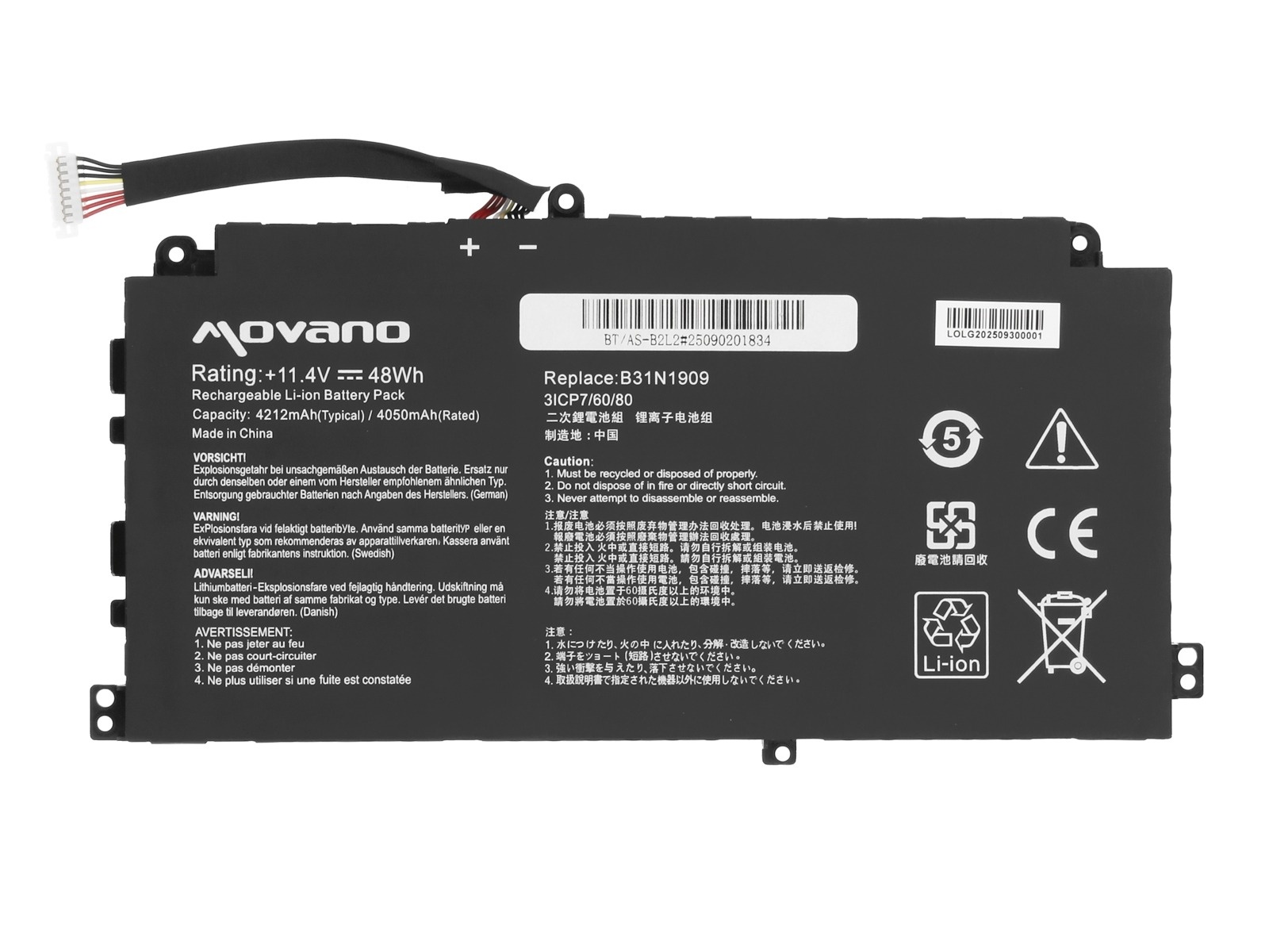 Baterija za Asus ExpertBook P2 P2451, B31N1909, 4212 mAh - slika 4