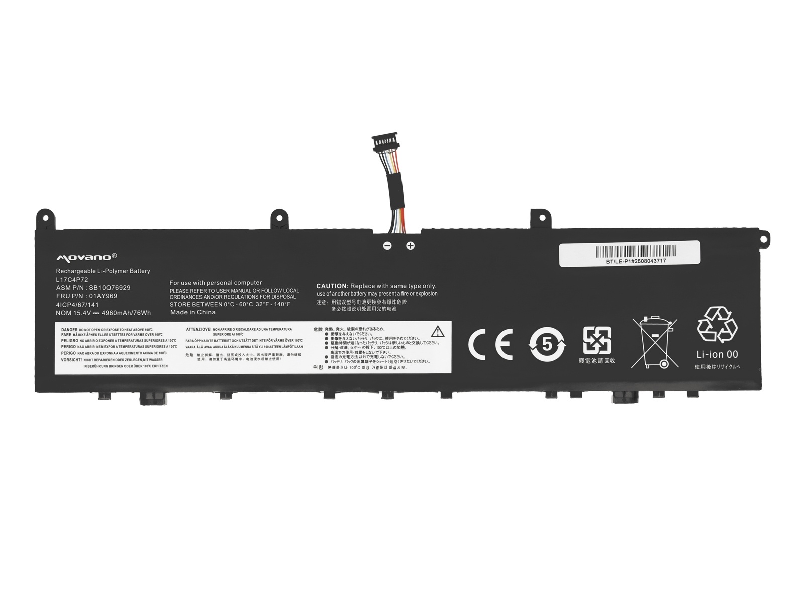 Baterija za Lenovo Thinkpad P1 / X1 Extreme, 01AY968, 4960 mAh - slika 5