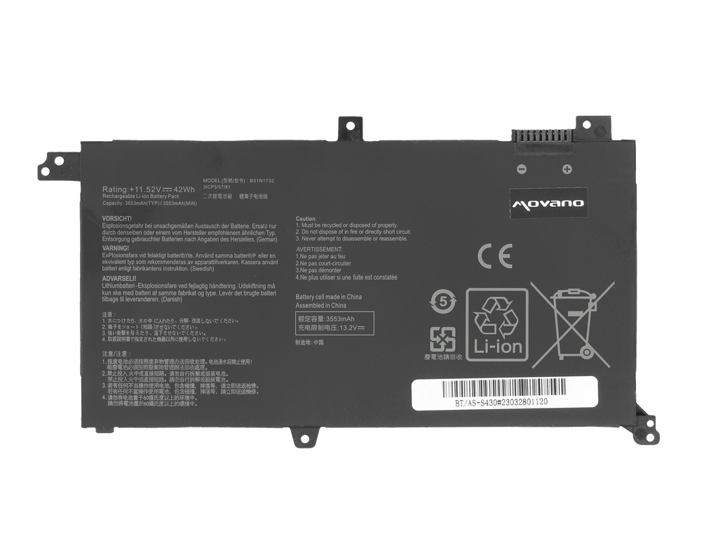 Baterija za Asus VivoBook S14, B31N1732, 3600 mAh - slika 5