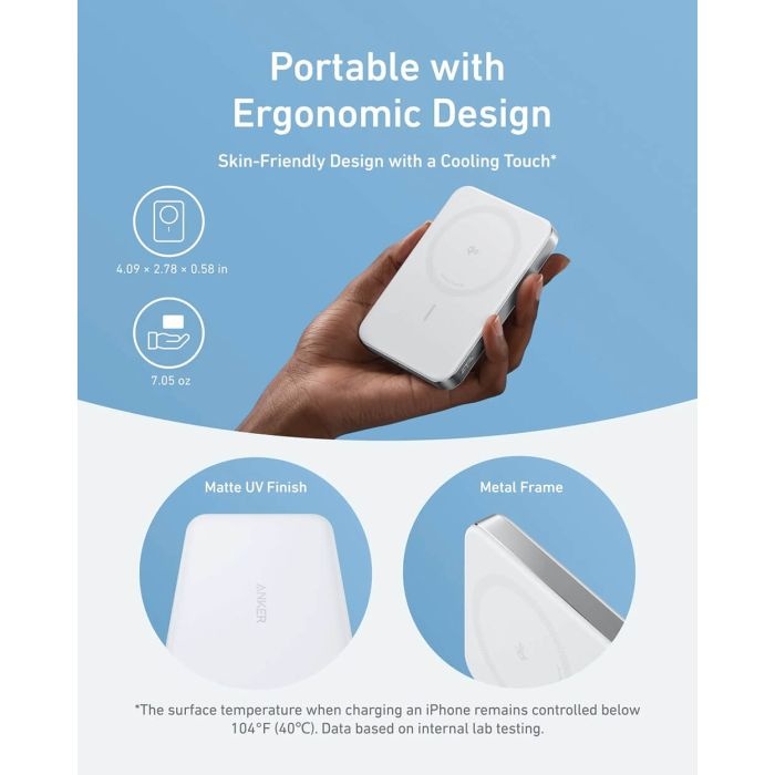 Anker MagGo 10K Slim brezžični powerbank, bel - slika 3