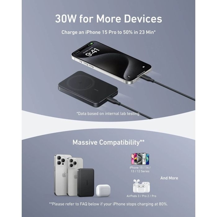 Anker MagGo 10K Slim brezžični powerbank, črn - slika 4