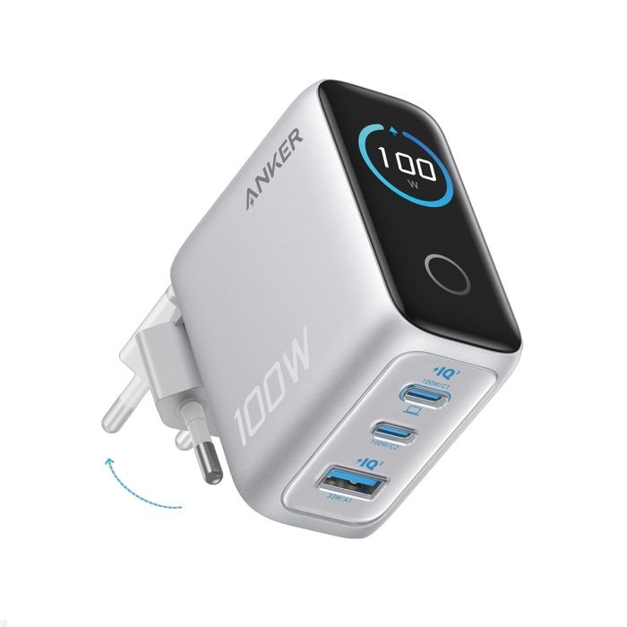 Anker 100W GaN Smart Display 3-portni polnilec