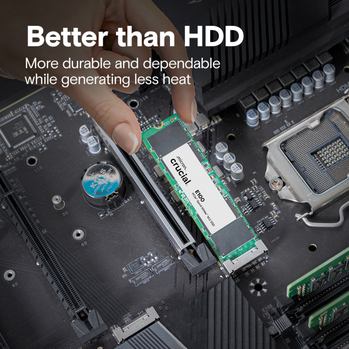 Crucial E100 480GB PCIe Gen4 NVMe 2280 M.2 SSD - slika 2