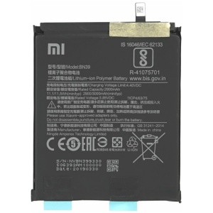 <br><b>Opis:</b><br><ul><li><b>Originalna baterija proizvajalca Xiaomi</b><br></li><li>Najsodobnejša tehnologija omogoča veliko ciklov polnjenja in praznjenja<br></li><li>Li-Polymer celice so prijazne okolju, obenem pa zagotavljajo delovanje brez spominskega učinka<br></li><li>Termično stikalo ščiti baterijske celice pred pregrevanjem, prenapolnitvijo in kratkim stikom<br></li><li>Visoka kapaciteta baterije, podaljšan čas delovanja pri mirovanju naprave, zelo počasno samopraznjenje</li><li>Baterijo polnimo z originalnim ali nadomestnim polnilcem</li><li>Certifikati CE in ROHS</li></ul><br><br><p><b>Originalne oznake:</b><br></p><ul><li>BN39<br></li></ul><br><p><b>Primerno za:</b></p>Xiaomi:<ul><li>Mi Play,&nbsp;M1901F9E,&nbsp;M1901F9T<br></li></ul><br><b>Lastnosti:</b><ul><li>Proizvajalec: Xiaomi</li><li>Vrsta: Li-Polymer</li><li>Napetost: 3,85 V</li><li>Kapaciteta: 3.000 mAh (11,5 Wh)</li></ul><br>