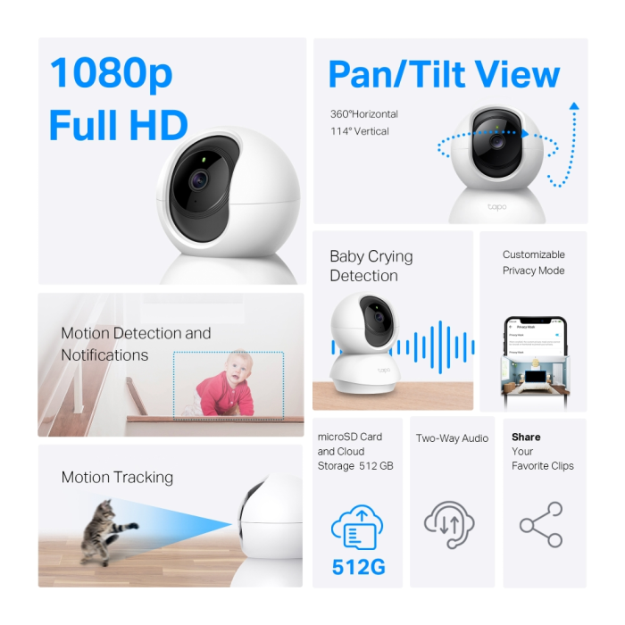 TP-LINK Tapo C200 1080p HD WiFi varnostna kamera - slika 3