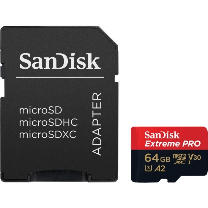 SanDisk Extreme PRO microSDXC 64GB + SD Adapter do 200MB/s & 90MB/sA2 C10 V30 UHS-I U3 - slika 2