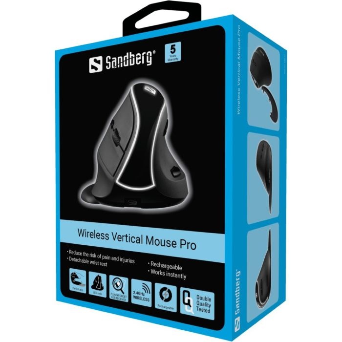 Sandberg Wireless Vertical Mouse Pro ergonomska vertikalna polnilna brezžična miška - slika 2