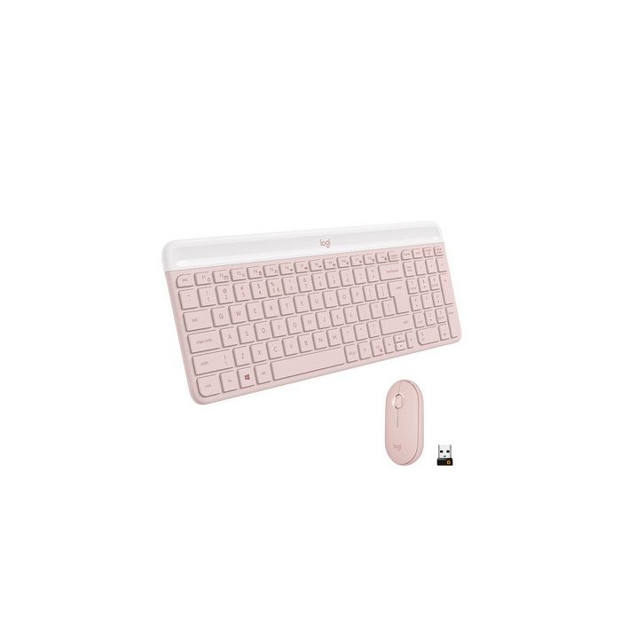 Logitech Slim Wireless Combo MK470, SLO gravura, roza - slika 4