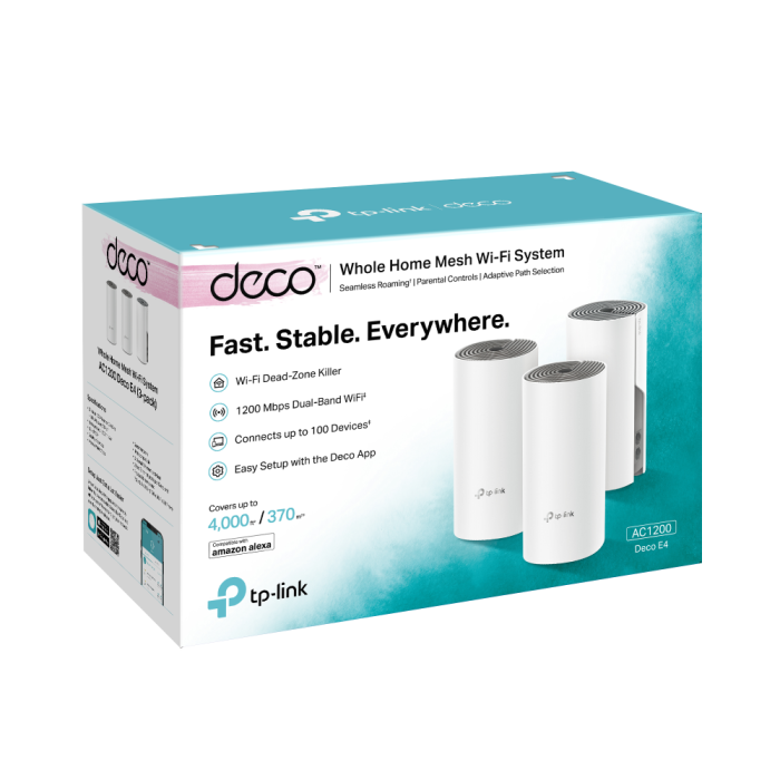 TP-LINK Deco E4 brezžičen Wi-Fi AC1200 Mesh - 3 pack - slika 3