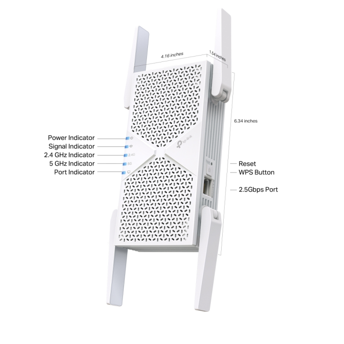 TP-LINK RE405BE BE6500 dvopasovni Wi-Fi 7 extender ojačevalnik signala - slika 4