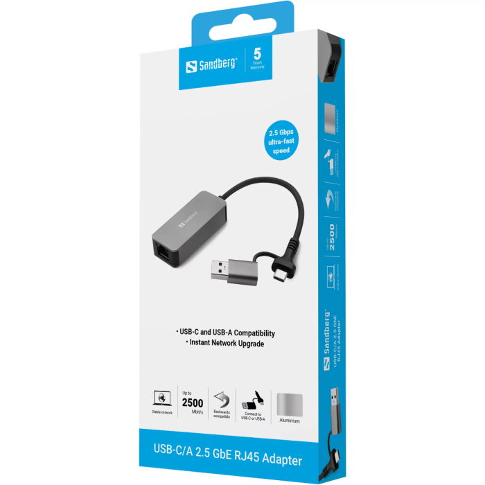 Sandberg USB-C/A 2.5 GbE RJ45 Adapter - slika 4