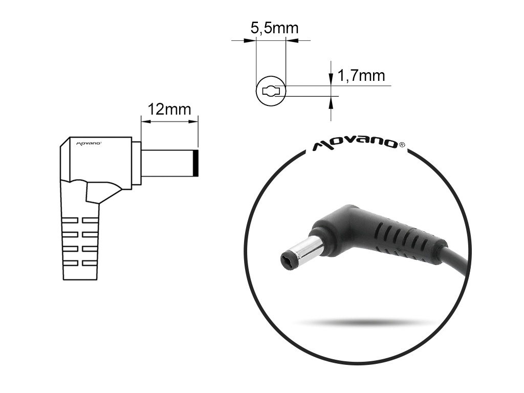 Polnilec za prenosnike Acer, 45W / 19V / 2,37A / 5,5mm x 1,7mm - slika 7