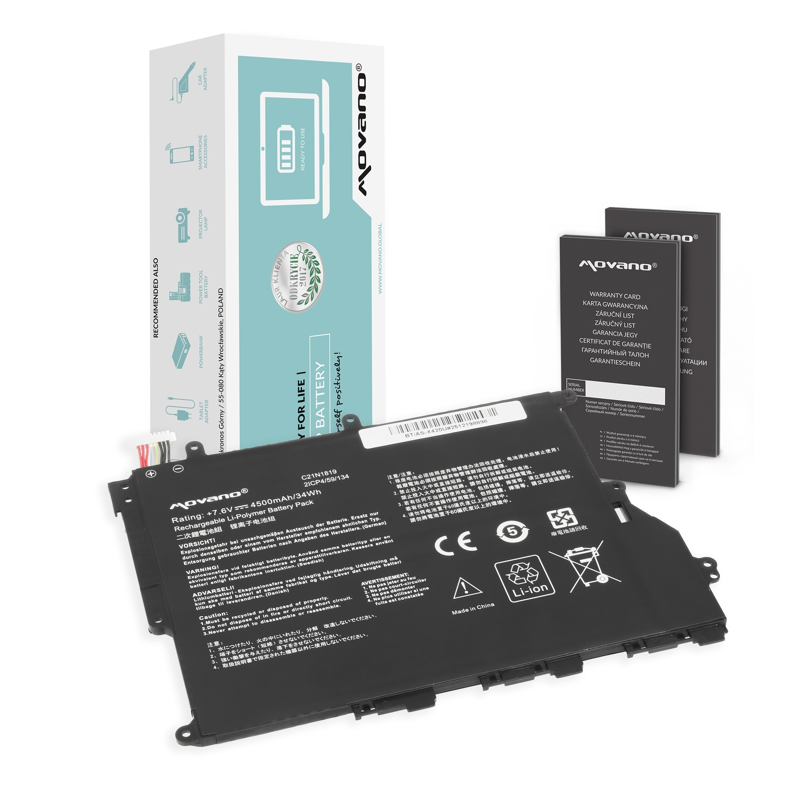 Baterija za Asus VivoBook 14 F420F / X420U, C21N1819, 4500 mAh - slika 2