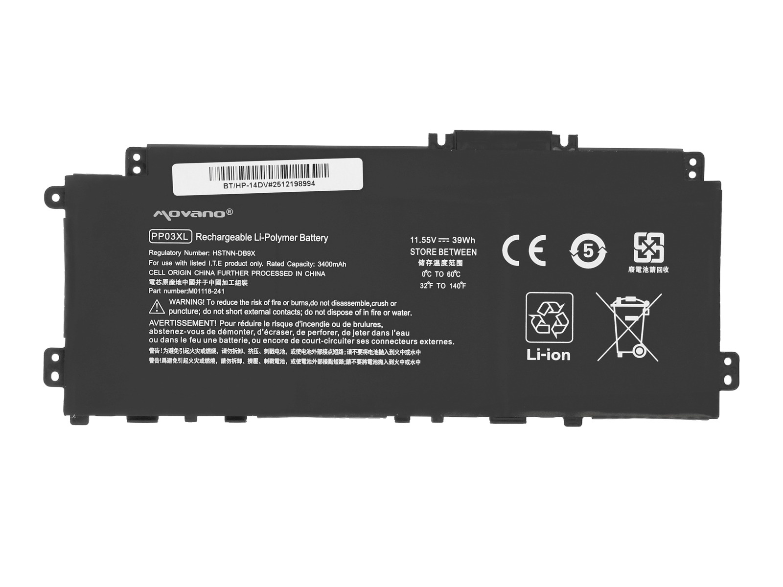 Baterija za HP Pavilion 13-BB / 14-DV / 15-EH, PP03XL, 3400 mAh - slika 5