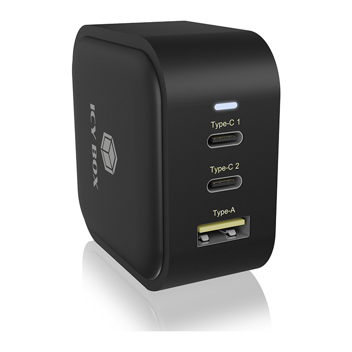 IcyBox IB-PS1030-PD 3-portni USB-C/A 65W GaN polnilec - slika 2