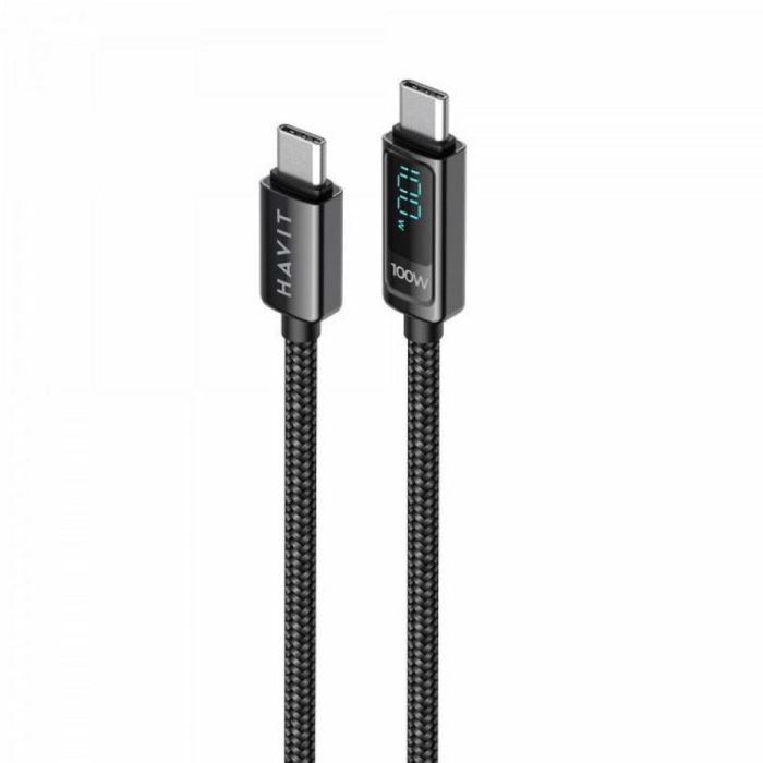 HAVIT kabel za polnjenje USB-C na USB-C z LCD 100W