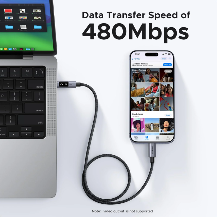 Ugreen Uno USB-C na USB-C polnilni kabel 100W, 1M - slika 3