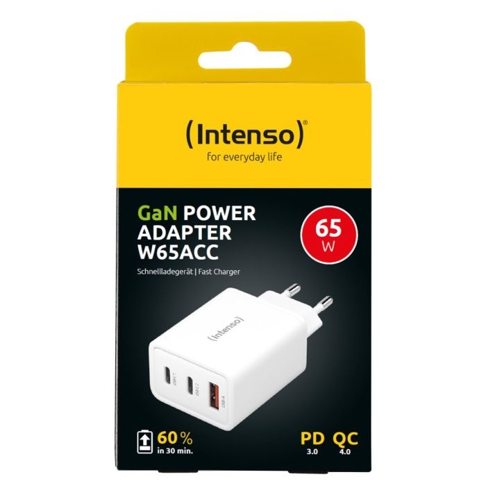 Intenso 65W GaN napajalnik s priključkom 2xUSB-C in 1xUSB-A W65ACC - slika 3
