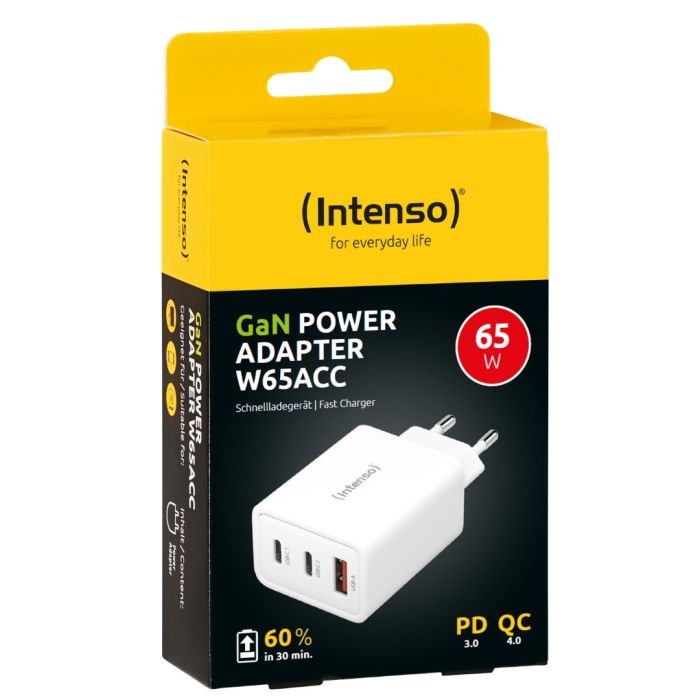 Intenso 65W GaN napajalnik s priključkom 2xUSB-C in 1xUSB-A W65ACC - slika 4