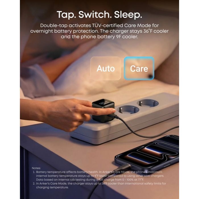 Anker Nano polnilec 45W, Smart Display, moder - slika 4