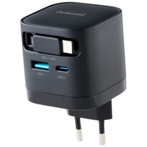 Intenso 65W GaN napajalnik z vgrajenim kablom USB-C